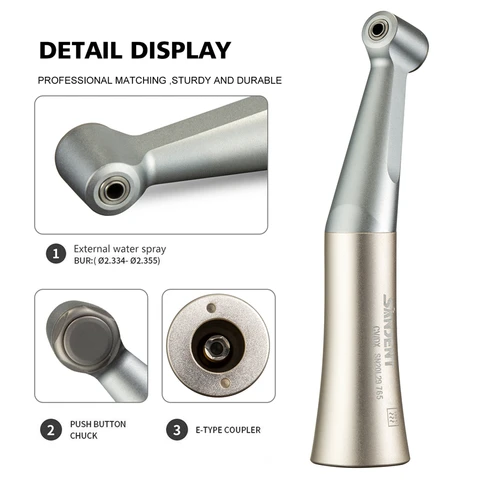 Стоматологический низкоскоростной наконечник с углом наклона, внешняя вода 1:1, тип кнопочного внешнего распылителя воды, стоматологический инструмент