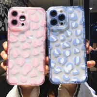 fashion cute leopard print phone case for iphone 13 pro max 12 11 x xs xr 7 8 plus se 2020 transparent soft tpu shockproof cover