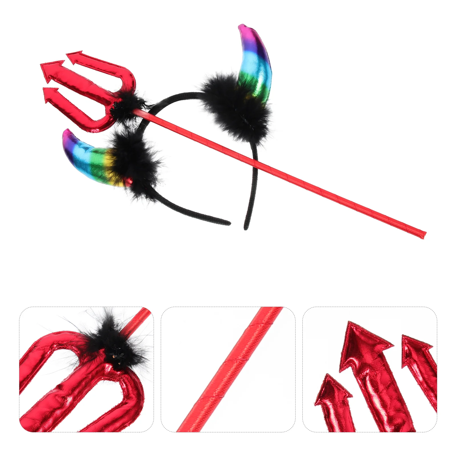 

1 Set of Halloween Costume Horns Headband Party Pitchfork Hair Band