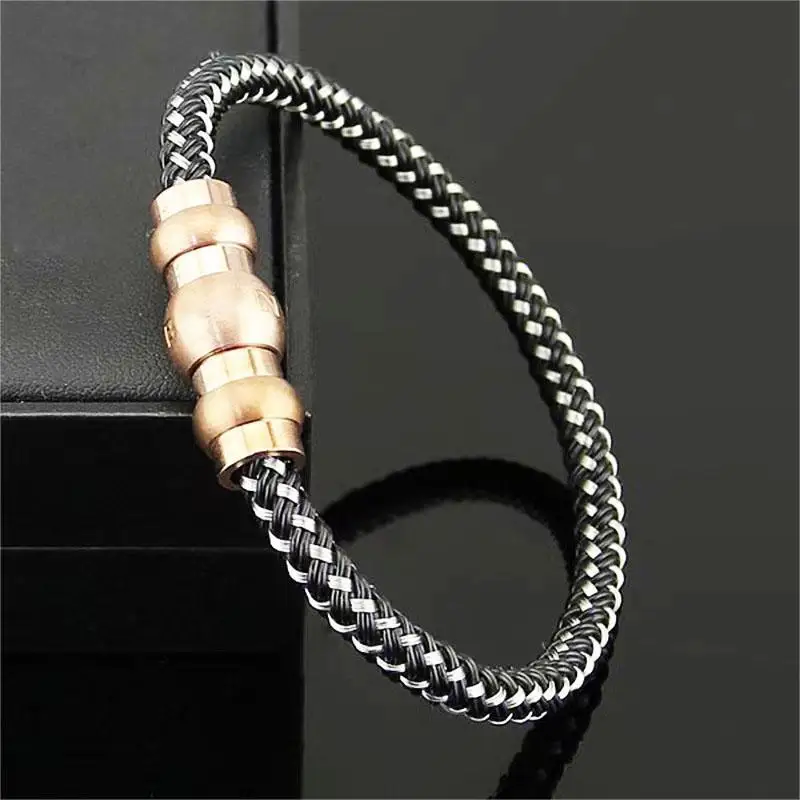 

JW74 MB Leather Rope Bracelet With Stamp For Men Three Color Without Box