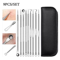 9pcs stainless acne needle blackhead and pimple remover face care comedone extractor point clean black head remover tool sets