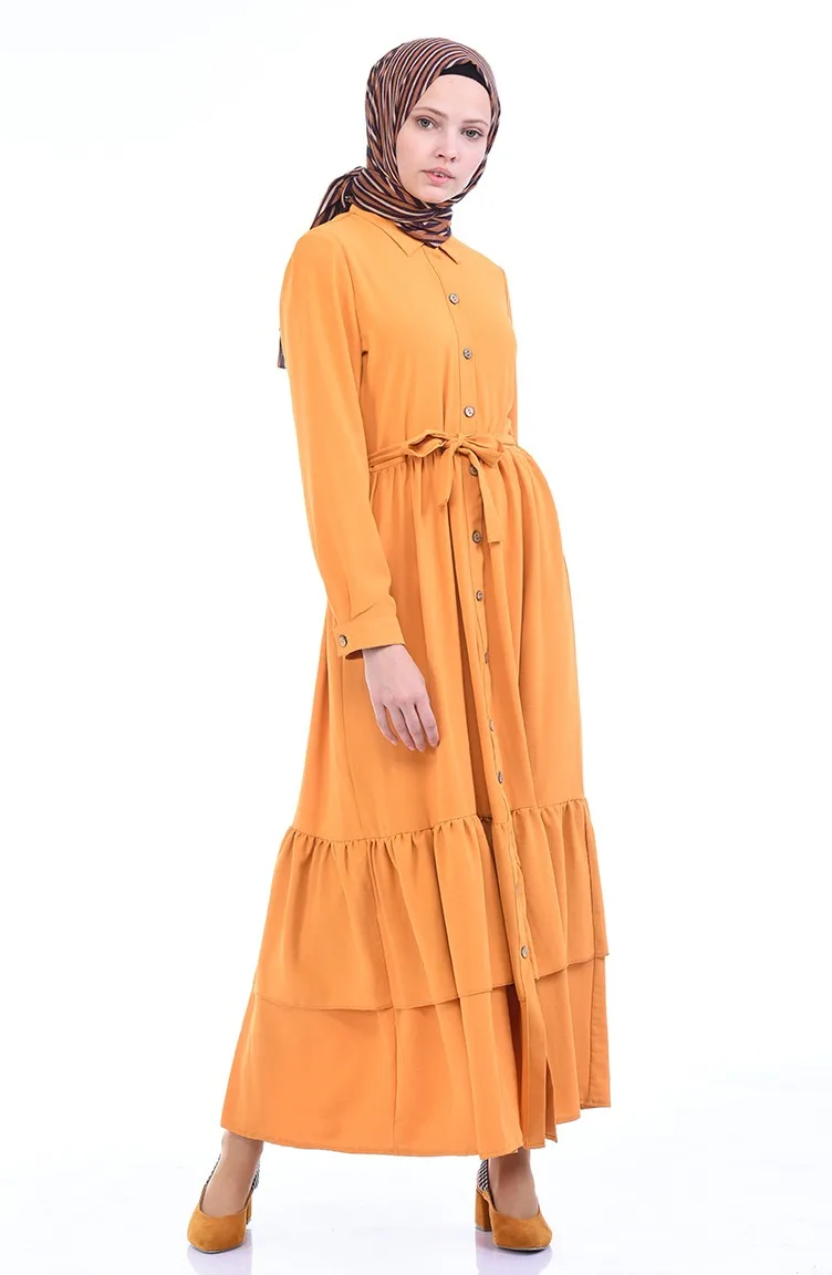 

New Fashion Muslim Halter Button Belted Dress Women Ramadan Evening Dress Hijab Islamic Clothing Africa Dubai Turkey Turkish