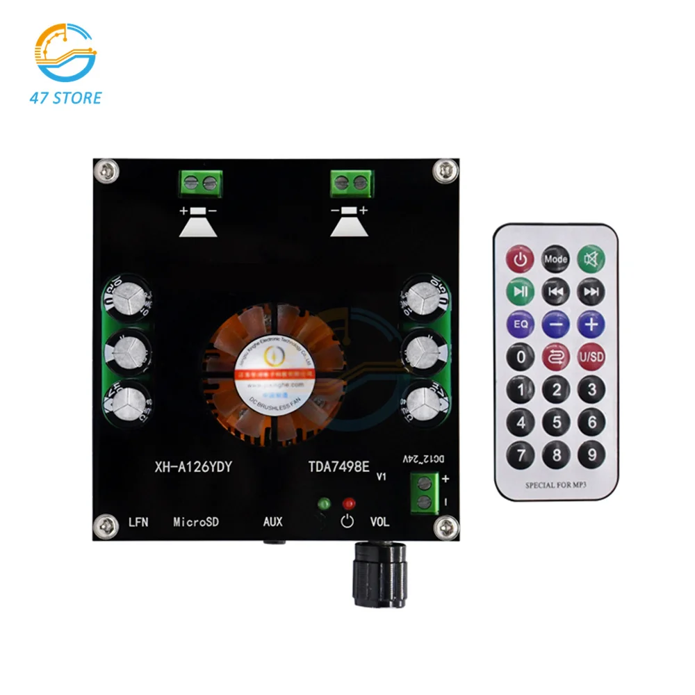 

XH-A126 160W For Bluetooth 5.0 Digital Power Amplifier Board Stereo TDA7498E Amplifiers with Remote Control 12v 24v