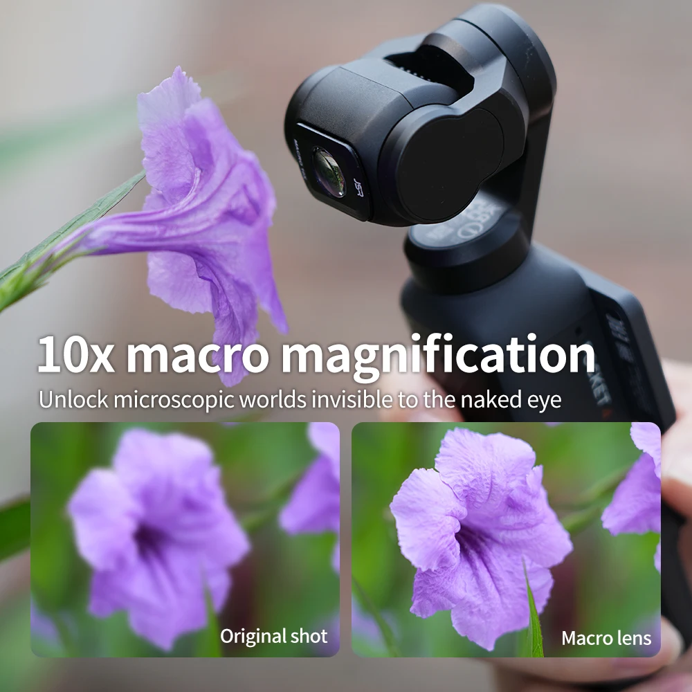 Фото Подходит для DJI Pocket4: фильтр, 10-кратный макрообъектив, увеличительная линза, аксессуары для микросъемки. №4