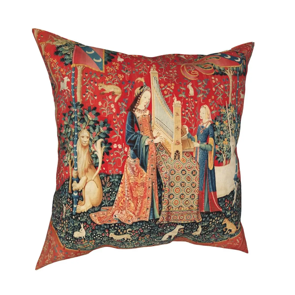 

LADY PLAYING WITH ANIMALS Square Pillowcase Polyester Creative Zipper Decor Pillow Case for Sofa Seater Cushion Cover 45*45cm