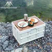 mountainhiker outdoor camping storage box foldable car backup storage box multifunctional plastic with wooden lid high quality