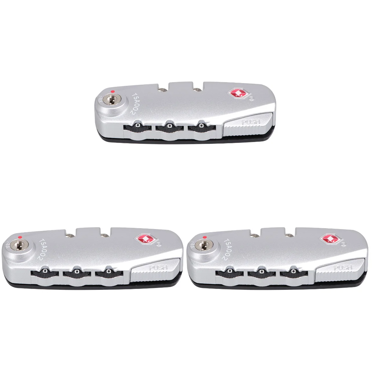 

3 шт. портативный замок TSA с таможенным кодом 3 Комбинированный Замок с паролем (серебристый)