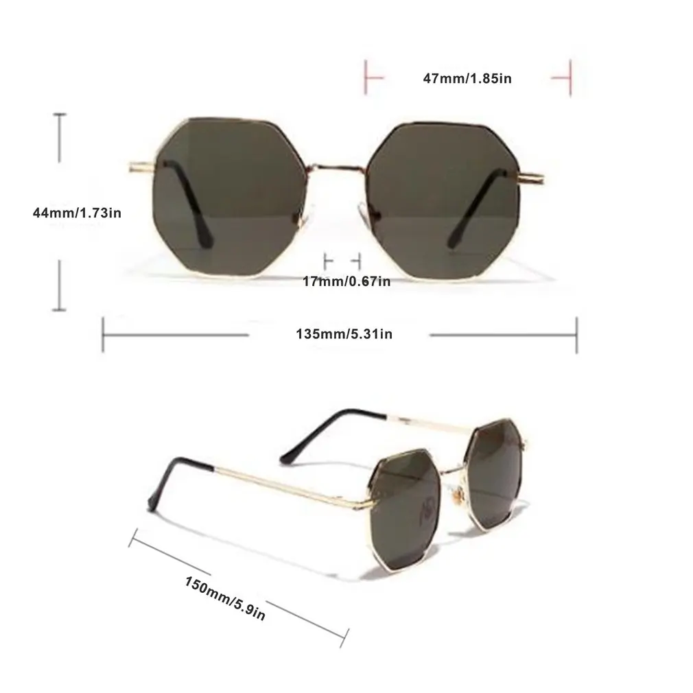 Восьмиугольные солнцезащитные очки для женщин золотые черные коричневые