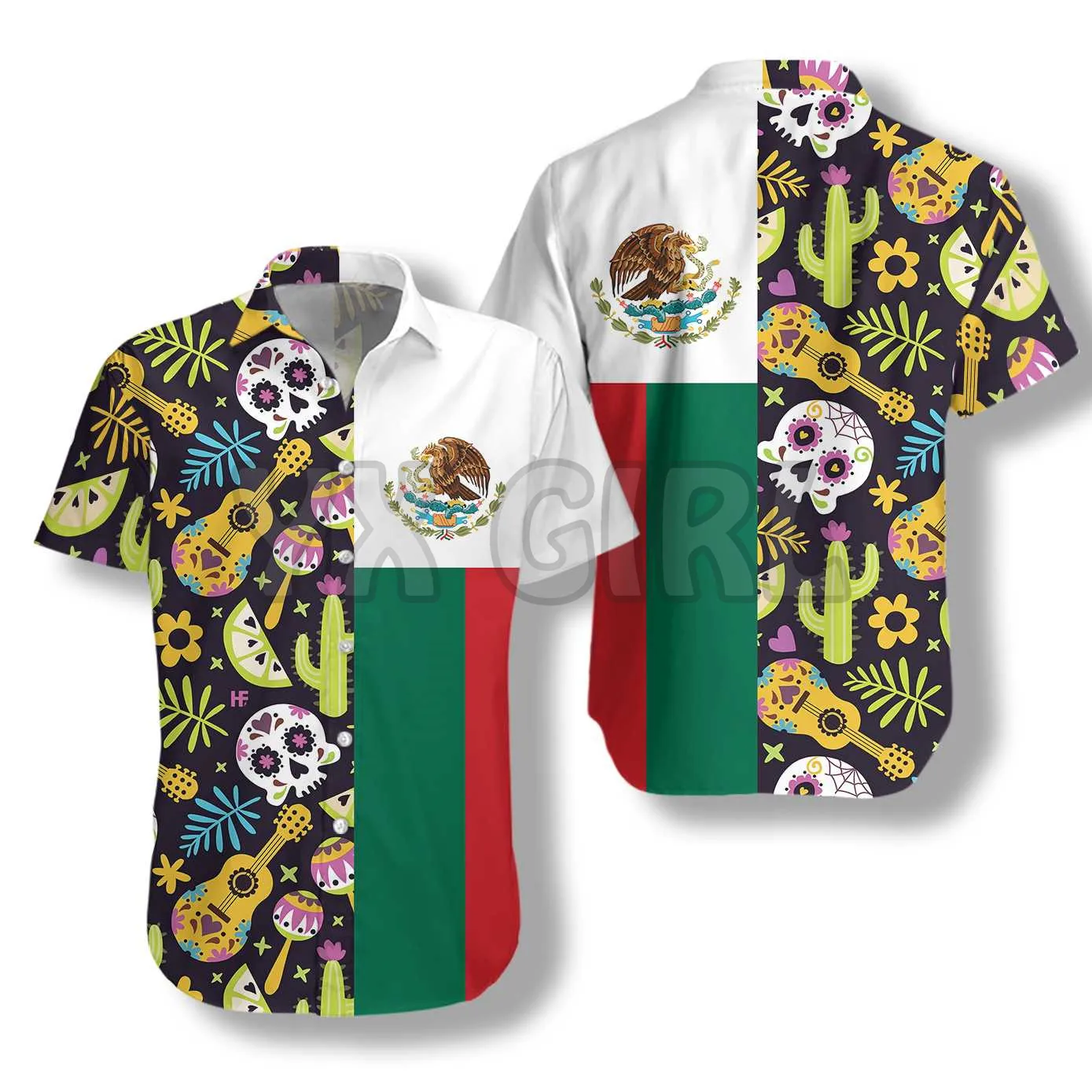 Funny Mexican Skull 3D All Over Printed Hawaiian Shirt Men's For Women's Harajuku Casual Shirt Unisex