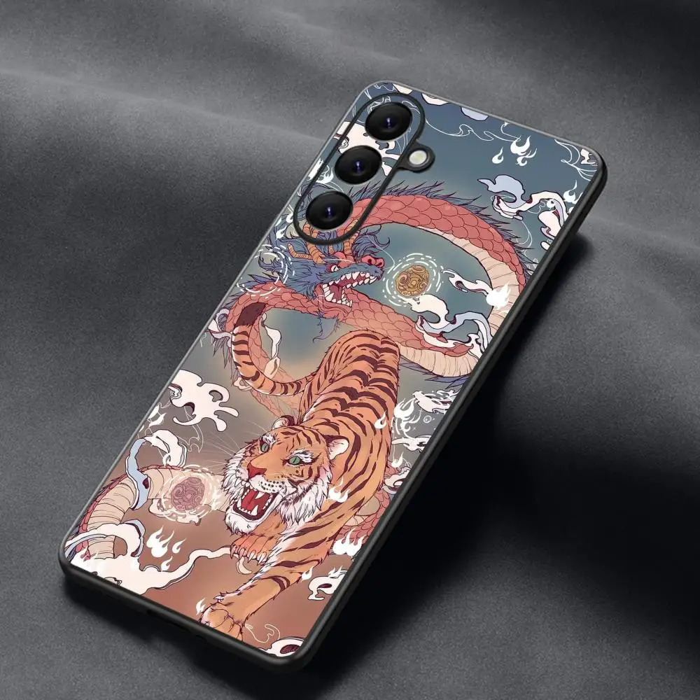 Фото Чехол для телефона с рисунком в стиле японской живописи укиё-э для Samsung Galaxy S26 S25 S24 S23 S22 S21 Plus Ultra Note20, мягкий, черный №3
