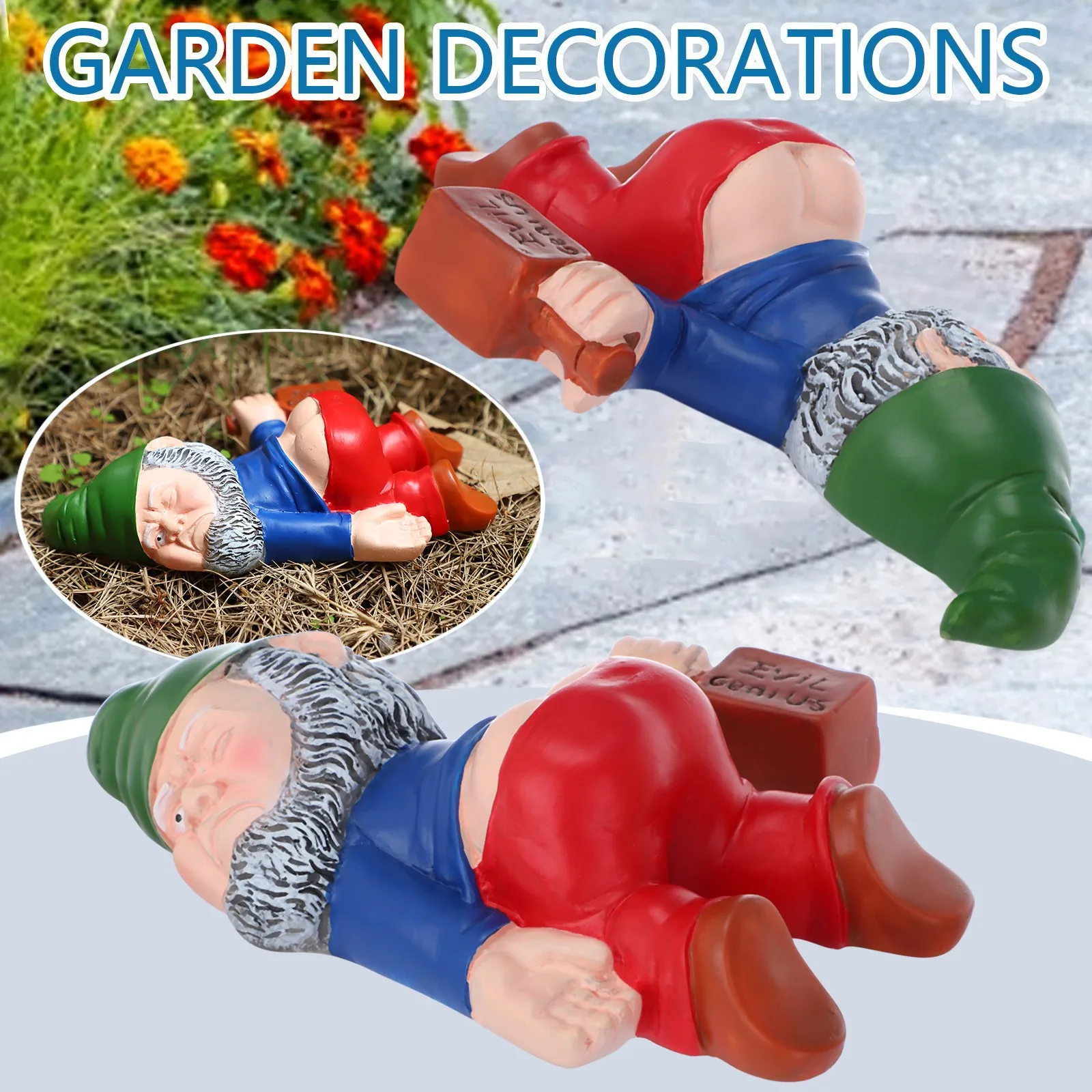 

Drunk Gnome Statues Creative Dwarf Lying Fairy Garden Decor Ornaments Flower Pot Micro Landscape Outdoor Figurine Ornament