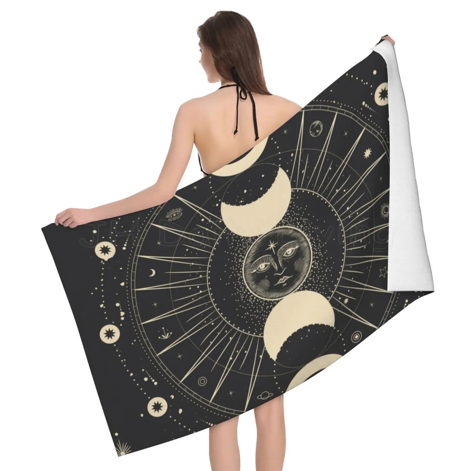 

Moon Star Mystic Sun Astrology Tarot Goth Bath Towel Microfiber Quick-Dry Super Absorbent Beach Towel Swimming Towels