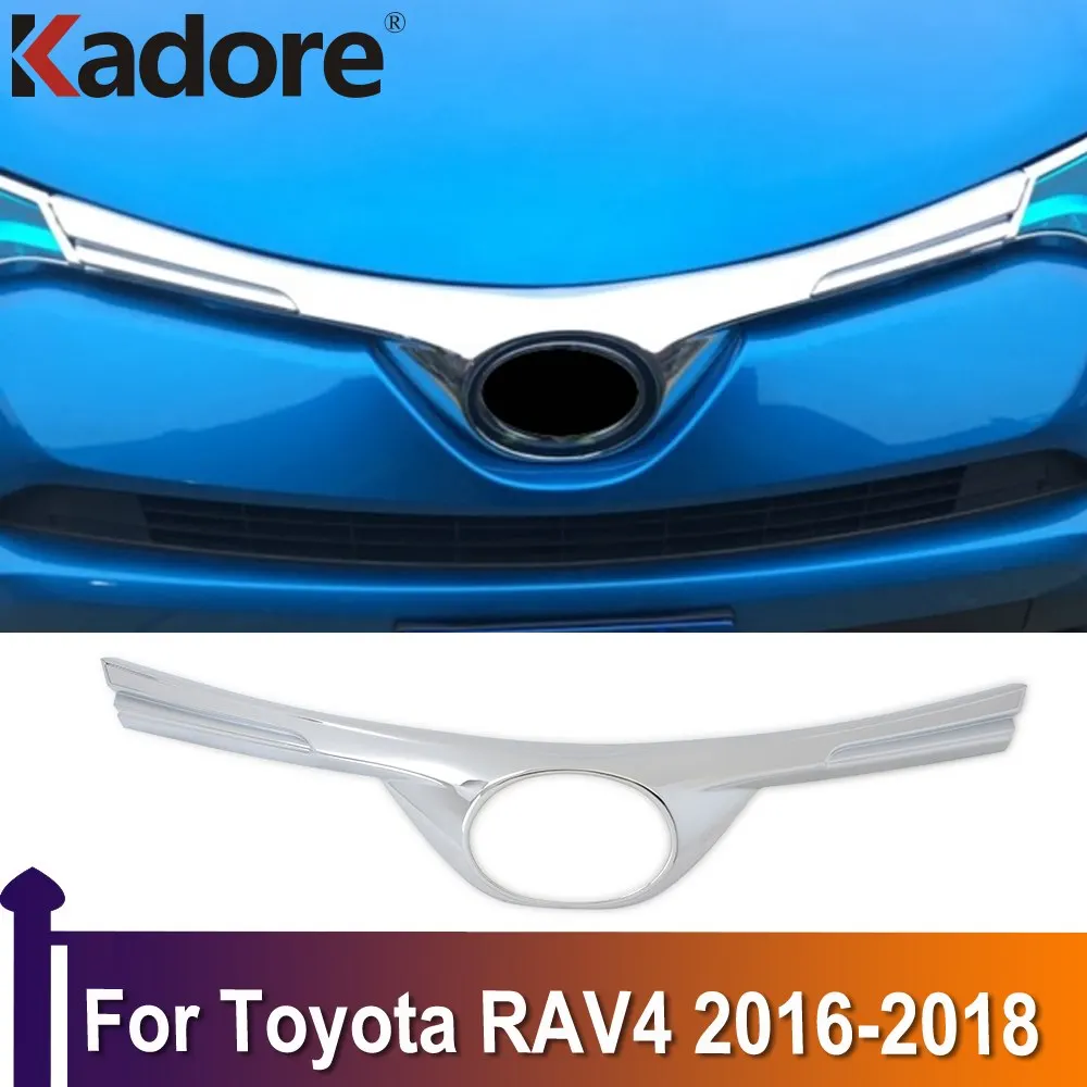 

Front Center Grille Cover Trim For Toyota RAV4 RAV 4 2016 2017 2018 Chrome Racing Grills Frame Sticker Accessories Car Styling