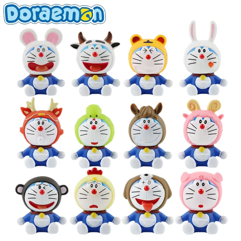 

Doraemon Twelve Zodiac Ding Dong Cat Hand-made Blue Fat Man Cartoon Cute Doll Hand-made Model Toy Desktop Decoration Ornament