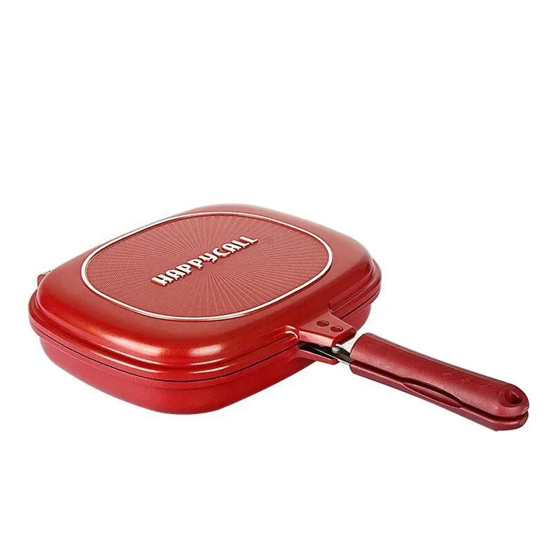 

Hot Sale Household 28cm Pan Double Side Grill Fry Pan Cookware Double Face Pan Steak Fry Pan Pancake outdoor Kitchen supplies