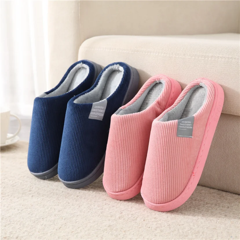 Womens House Slipper Female Winter Warm Plush Cotton Anti Skid Indoor Fuzzy Non Slip Room Floor Home Shoes Male Men 2023 New