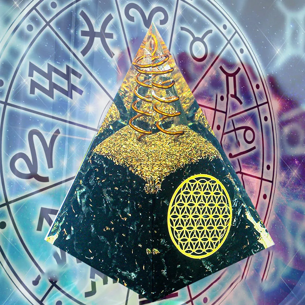 

Energy Generator Orgone Pyramid Amethyst Peridot Healing Natural Crystal Reiki Chakra Generator Orgonite Pyramid Meditation Tool