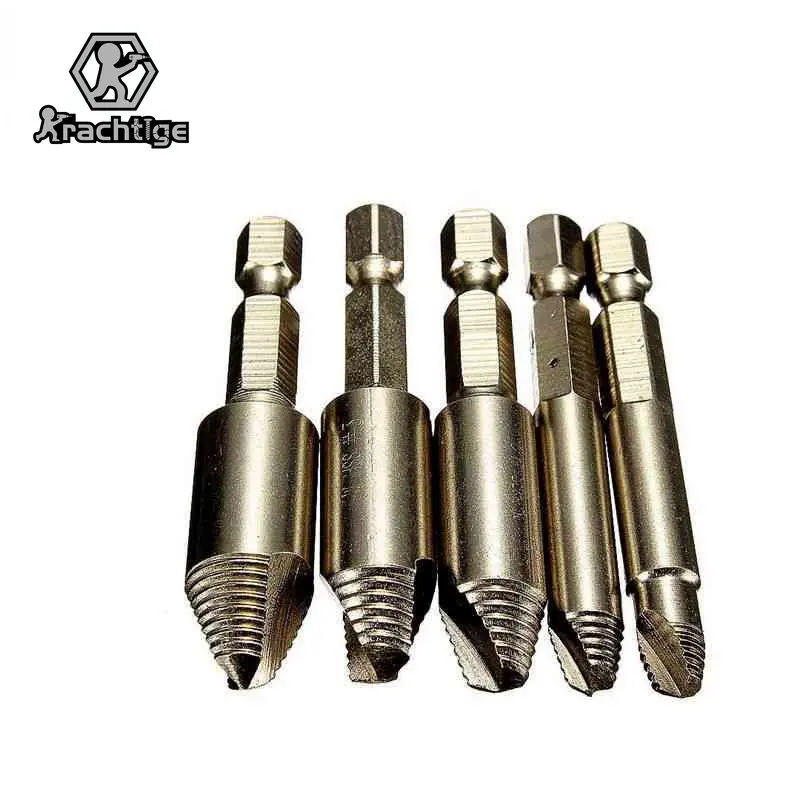 5Pcs Drill Bit 1/4 Hex Shank Extractor Drill Bit Easy Take Out Screw Stud Bolt Easy Extractor Remover Drill Tool