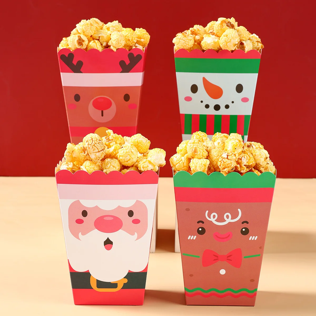 Рождественская мультяшная коробка для попкорна Рождественское украшение дома