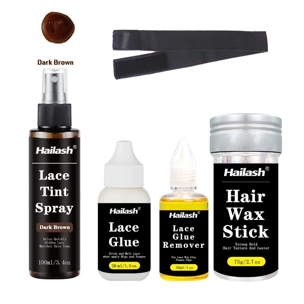 Lace Glue Waterproof For Lace Front Wig + Plant Glue Remover + Hair Wax Stick + Lace Tint Spray