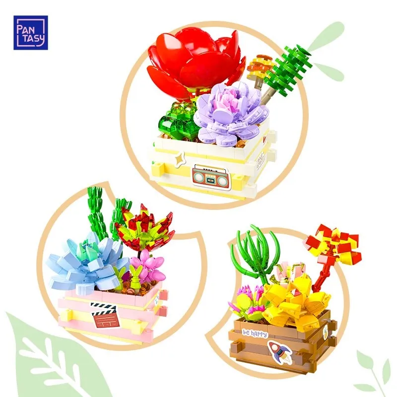 

Pantasy succulent garden series plant potted building blocks small particles assembled children's educational gift