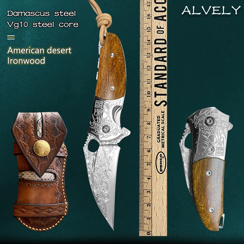 VG10 Damascus folding knife outdoor camping survival hunting self-defense pocket tactical knife high hardness sharp pocket knife