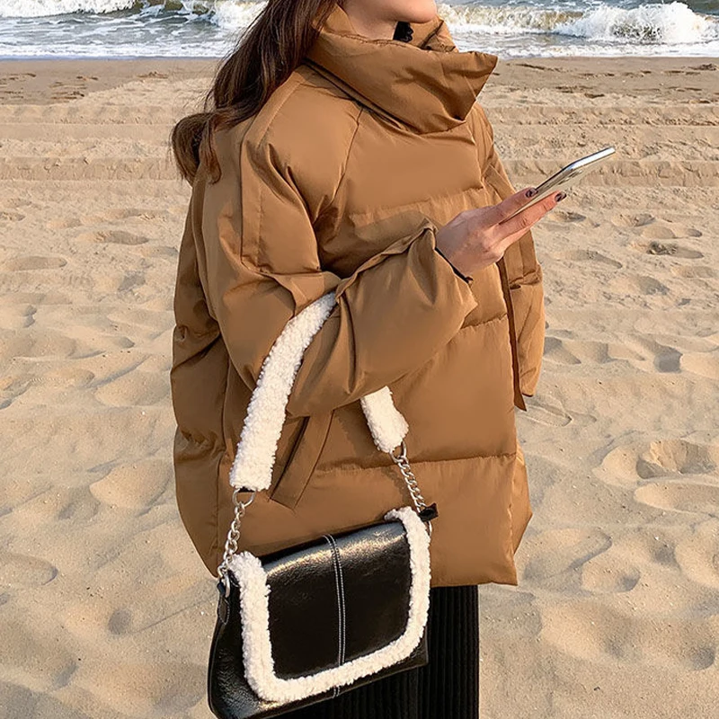 Winter Thick Warm Women's Parka Loose Fashion Solid Long Sleeve Down Padded Jacket Casual Versatile Women Outerwear 2022 New