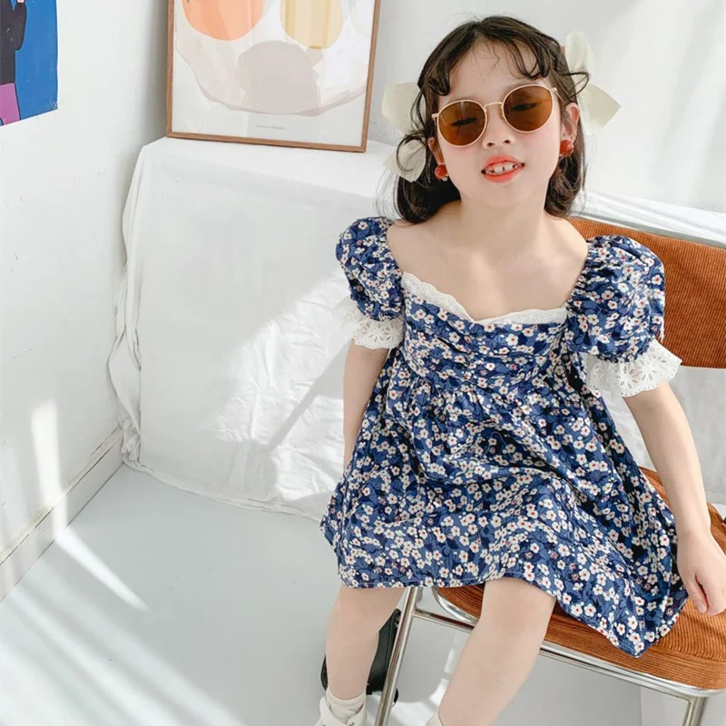 

Girl Dress Kids Skirts Spring Summer Cotton 2022 Vintage Flower Girl Dress Party Evening Gown Beach Birthday Gift Breathable Chi