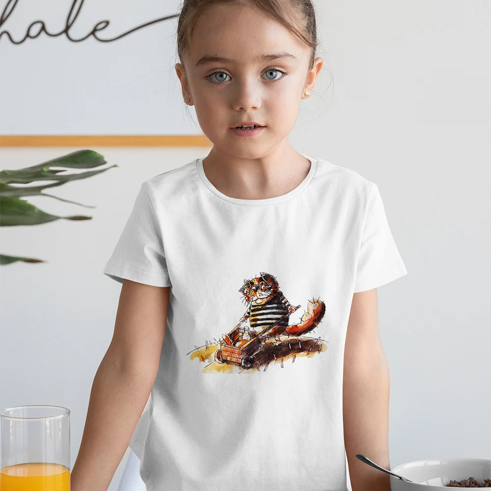 Funny Tiger Cartoon Beautiful Boys and Girls Clothes Summer Kids T-shirt Fashion Trend Streetwear Versatile Children's Clothing