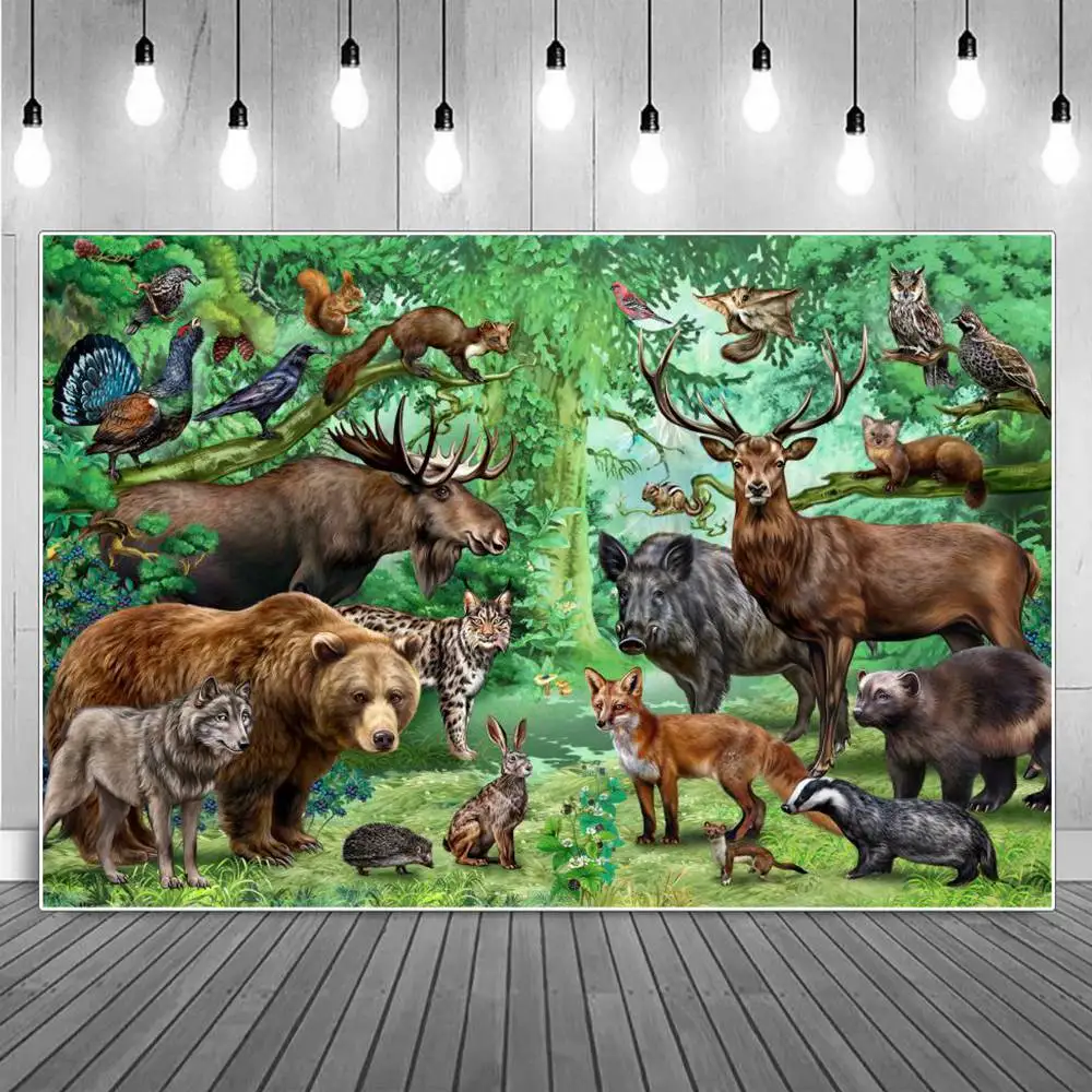 Фоны для фотосъемки с изображением леса животных тропических джунглей еды цепи