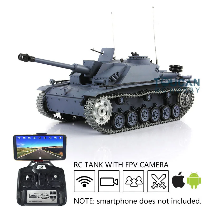 

Heng Long 1/16 7.0 Upgraded FPV German Stug III RTR Radio-controlled C Tank 3868 Metal Tracks Toucan Ready to Run Toys TH17422