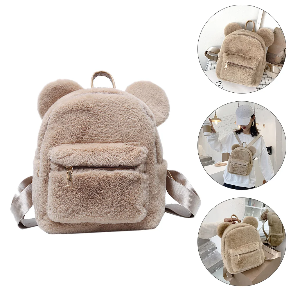 

Furry Backpack Fluffy Backpacks Girl Casual Shoulder Girls Plush Book Bag Winter