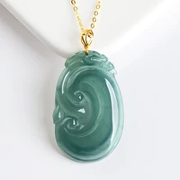 burmese jade ruyi pendant certificate designer charms emerald blue 925 silver necklace jadeite amulets natural pendants amulet