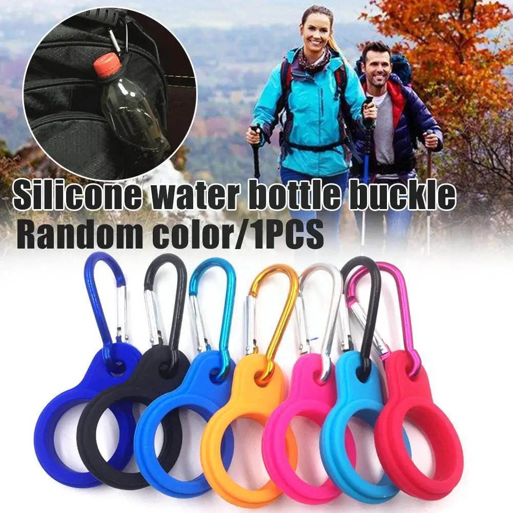 

Портативная силиконовая Пряжка для бутылки с водой, клетка для бутылки с карабином для отдыха на природе, кемпинга, походов, случайный цвет ...