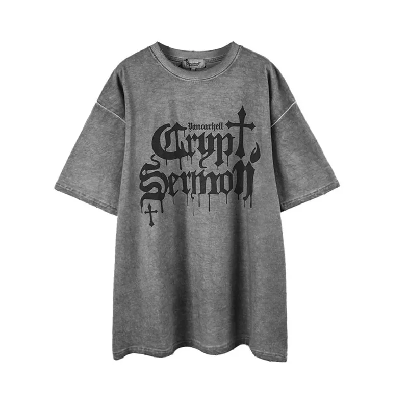 

2023 Summer Men's T-Shirts High Street Fashion Distressed Loose Crew Neck Oversized Best Cotton T-Shirts For Harajuku Streetwear