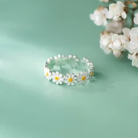 trendy korean daisy flower rings for women sweet cute flowers adjustable opening finger ring bride wedding girl party jewelry