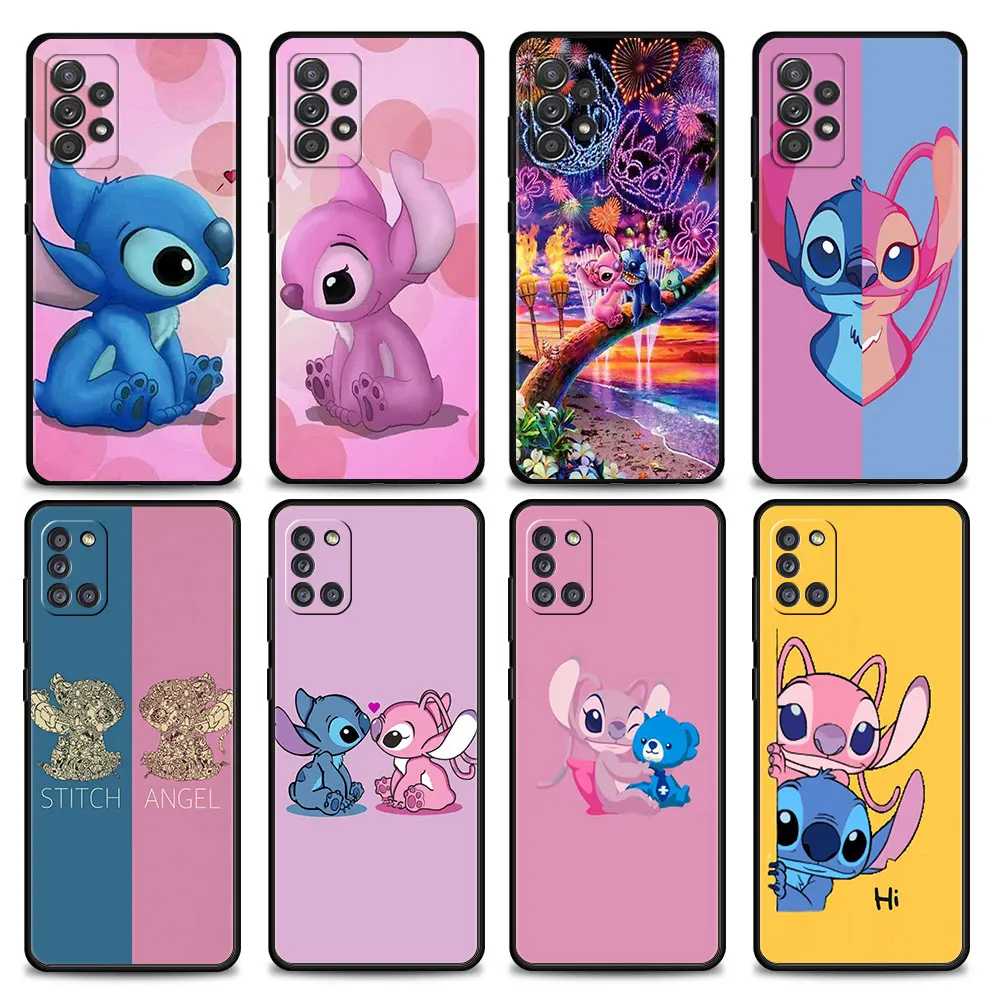 

Phone Case For Samsung Galaxy A12 A51 A71 A31 A13 A11 A01 A72 A52 A32 A22 A52s A21s A02s A02 Stitch Love Kiss Angel Shell