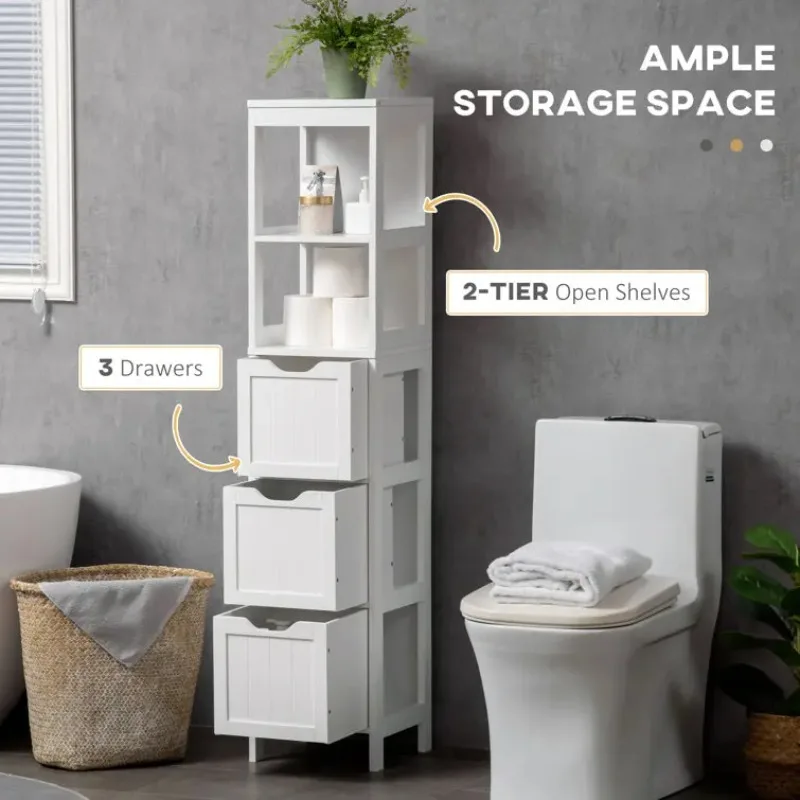 Фото Moderne Einfache Schrank-Badezimmer Möbel Mit Viel Platz Holzboden Schrank Mit 3, Schubladen Und Offenem Regal №5