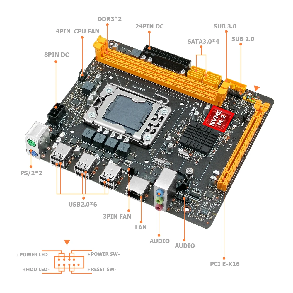 Machinist H61 чип LGA 1356 комплект материнской платы с процессором Xeon E5 2420 V2 + DDR3 8 Гб