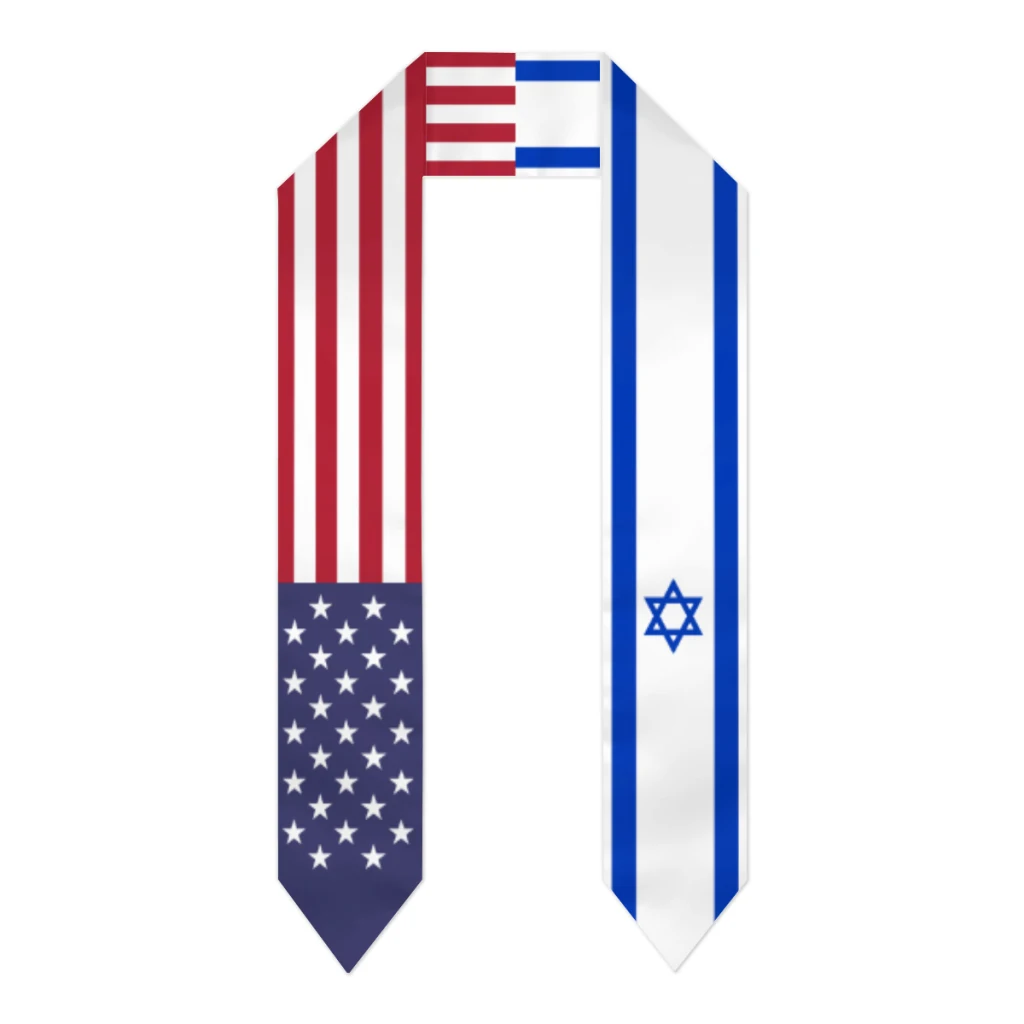 

Graduation Sash Israel & USA United States Flag Stole Shawls Graduate Wraps Scraf International Student Pride Gifts