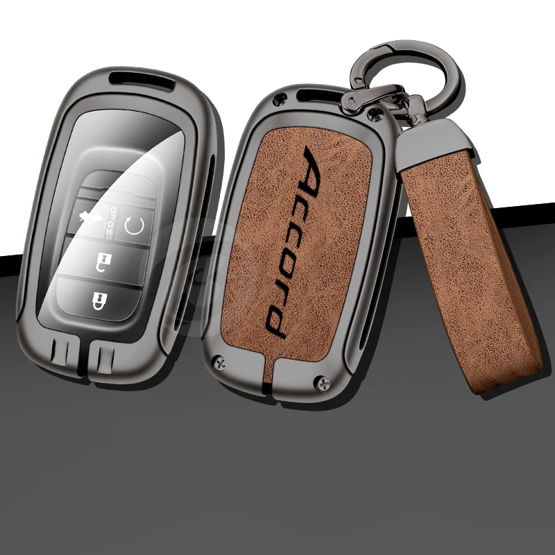 

New Leather Zinc Alloy Car Cover Case For Honda Accord Accessories Protector Keyless Shell Key Fob Auto Keychain Keybag