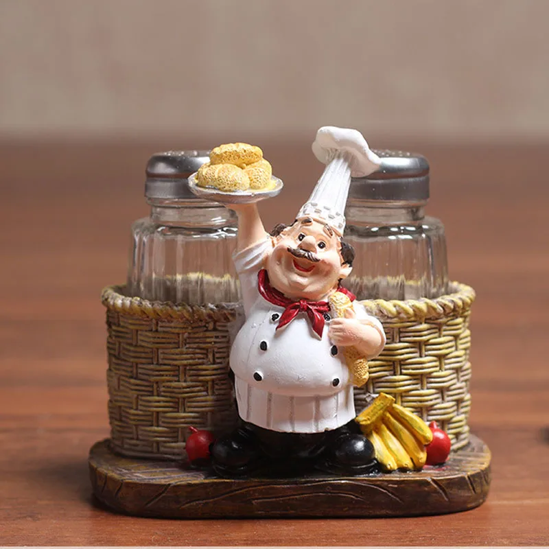 

Kitchen Chef Cook Pepper Condiment Bottle Model Statue Miniature Figurine Gifts Crafts Resin Home Decoration Accessories TTBD85