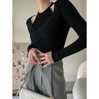 two piece halter vest design knitted sweater womens inner and outer wear 2022 spring and autumn new sweater