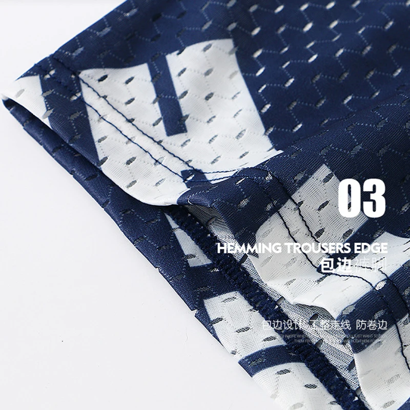 Ice Silk Men's Underwear Antibacterial Summer Mesh Boxer Shorts Head Movement Printing Color Thin Boxer Shorts 3PCS