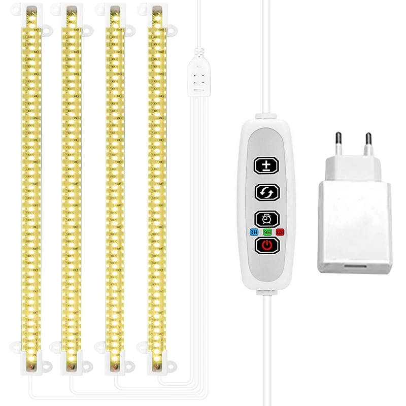 

Grow Light Strips, 3/9/12 Hour Timer, Grow Lights For Indoor Plants Gardening Hydroponics (4 Strips) US Plug