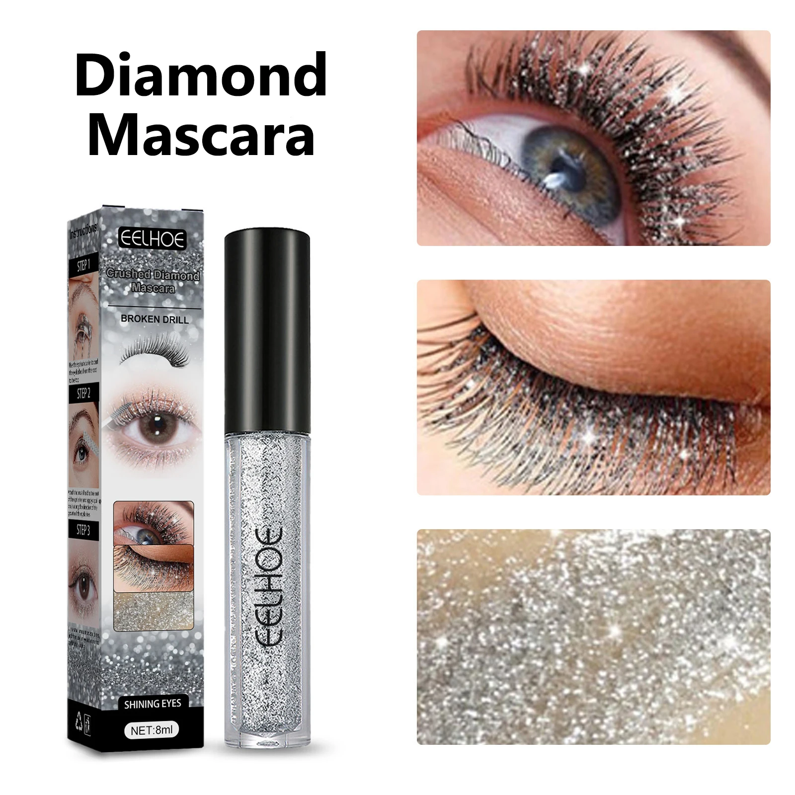 

Diamond Mascara Eye Makeup Cosmetics Quick-drying Long-lasting Mascara Eyelashes Long-lasting Mascara Waterproof for Women