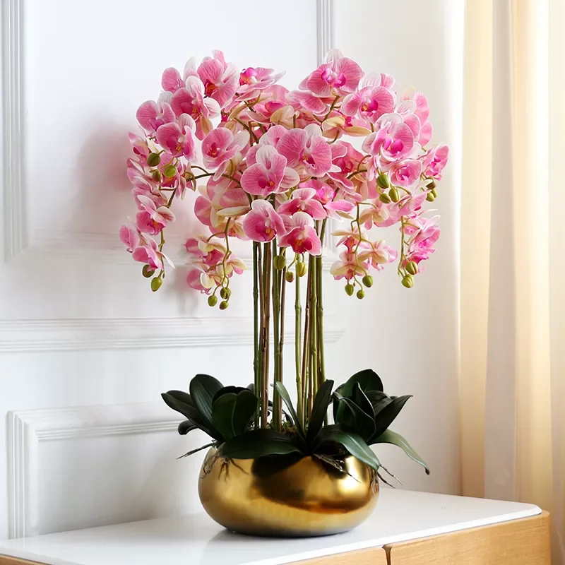 

Artificial orchid flower arrangement PU real touch hand feeling floor Table Decoration home high quality bouquet no vase