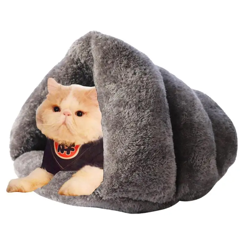 

Cat Cave Bed Warm Cat Bed For Winter Triangle Fleece Pet Cave Bed Cuddler Burrow House Hole Igloo Nest Cozy Bed For Cats & Small