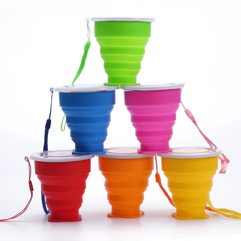 

300ml Folding Cups BPA Free Food Grade Water Cup Travel Silicone Retractable Coloured Portable Outdoor Handcup For Baby Kids