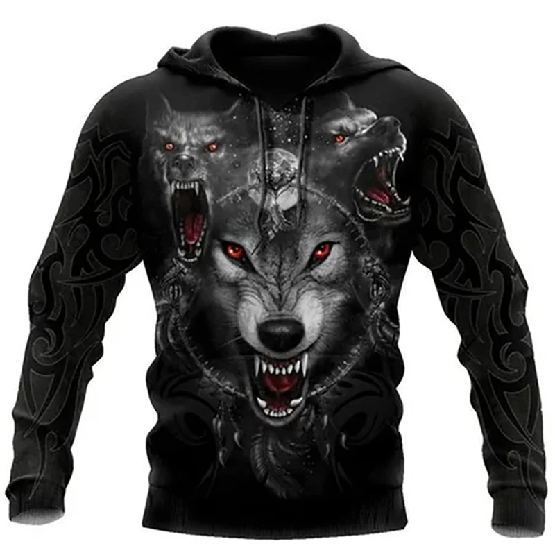 

Men's Clothing Top Spring Autumn Tattoo Wolf 3D Printing Men's Hoodie Sweatshirt Unisex Streetwear Pullover Casual Sportswear